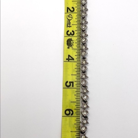 Bracelet Tennis Stars Hearts Rhinestones 7.25” - Picture 10 of 10